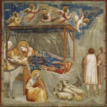 Giotto e Piero della Francesca sullo sfondo della capanna di Betlemme